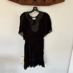 Black flowy dress with jeweled neckline